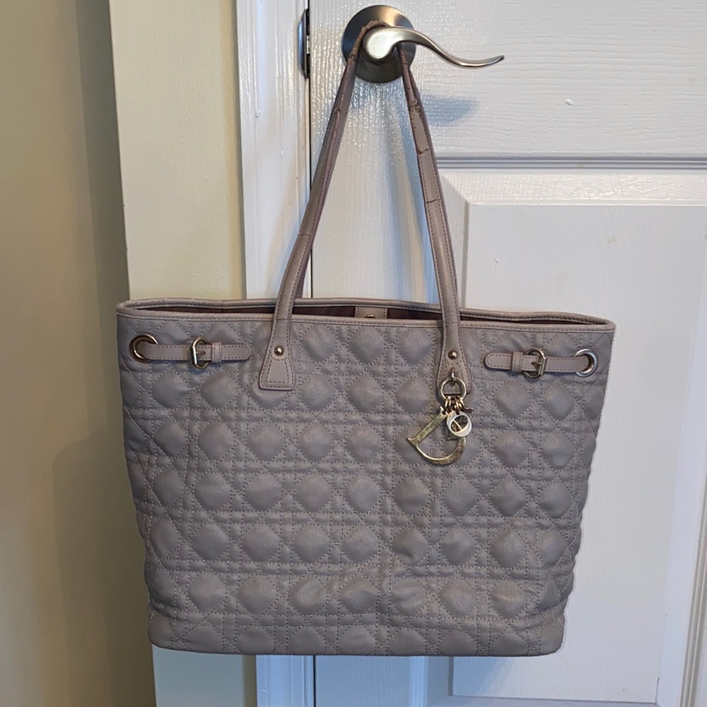 Authentic Christian Dior Quilted coated canvas panarea tote bag